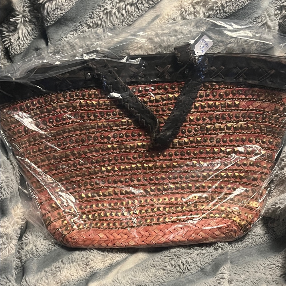 Made in India , studded and beaded woven tote